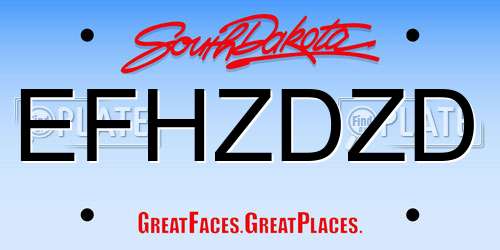 EFHZDZD South Dakota License Plate