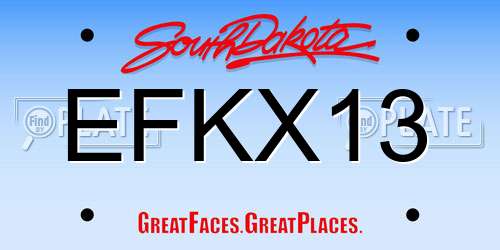 EFKX13 South Dakota License Plate