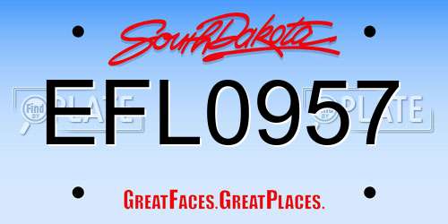EFL0957 South Dakota License Plate