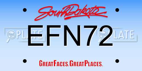 EFN72 South Dakota License Plate