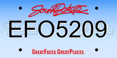 EFO5209 South Dakota License Plate