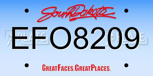EFO8209 South Dakota License Plate