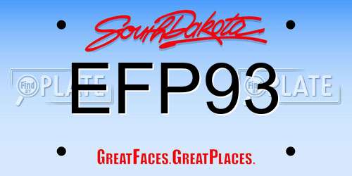 EFP93 South Dakota License Plate