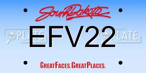 EFV22 South Dakota License Plate
