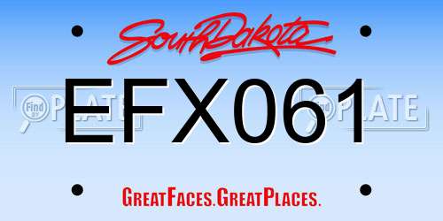 EFX061 South Dakota License Plate