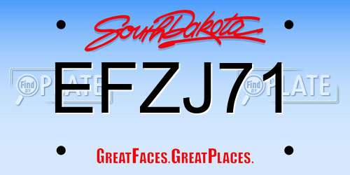 EFZJ71 South Dakota License Plate