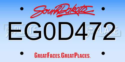 EG0D472 South Dakota License Plate