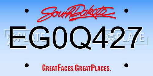 EG0Q427 South Dakota License Plate