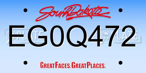 EG0Q472 South Dakota License Plate