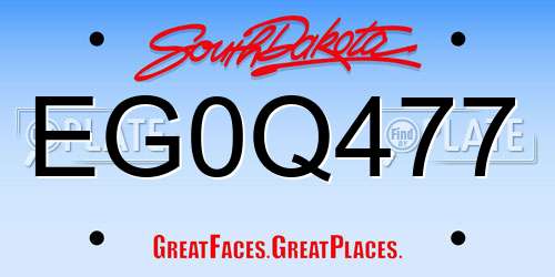 EG0Q477 South Dakota License Plate
