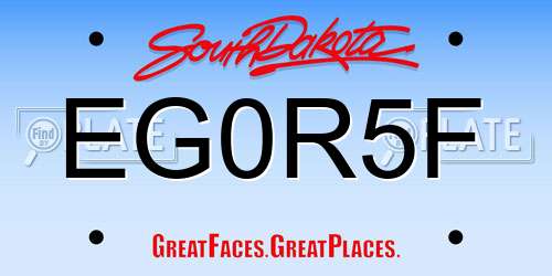 EG0R5F South Dakota License Plate