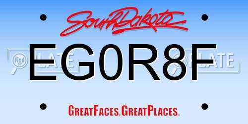 EG0R8F South Dakota License Plate