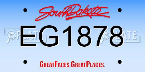 EG1878 South Dakota License Plate
