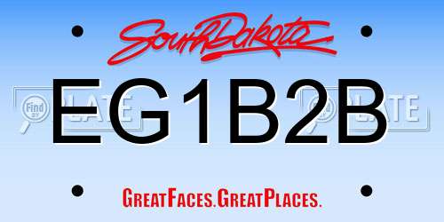 EG1B2B South Dakota License Plate