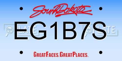 EG1B7S South Dakota License Plate