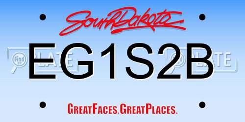 EG1S2B South Dakota License Plate