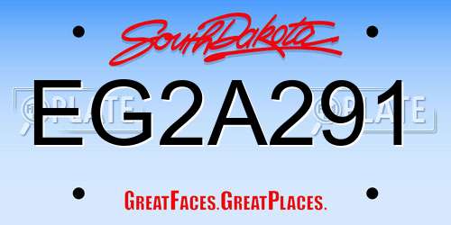 EG2A291 South Dakota License Plate