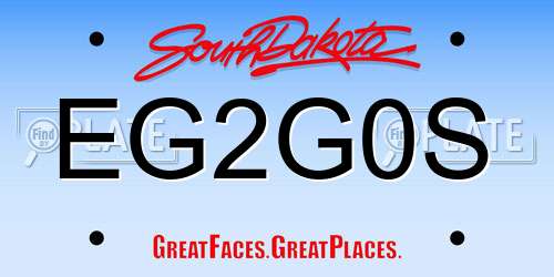 EG2G0S South Dakota License Plate