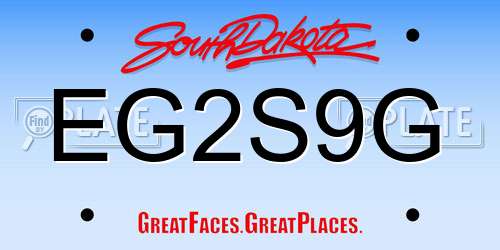 EG2S9G South Dakota License Plate