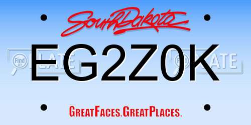 EG2Z0K South Dakota License Plate