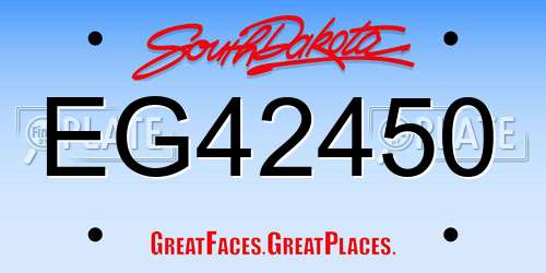 EG42450 South Dakota License Plate