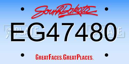 EG47480 South Dakota License Plate
