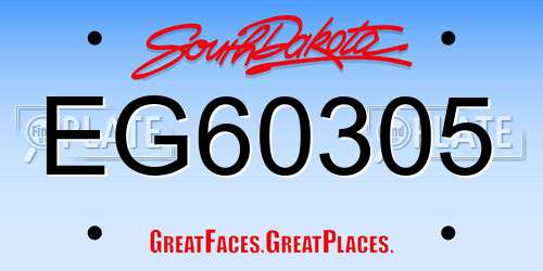 EG60305 South Dakota License Plate