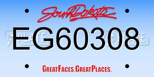 EG60308 South Dakota License Plate