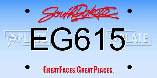 EG615 South Dakota License Plate