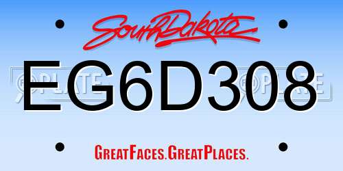 EG6D308 South Dakota License Plate