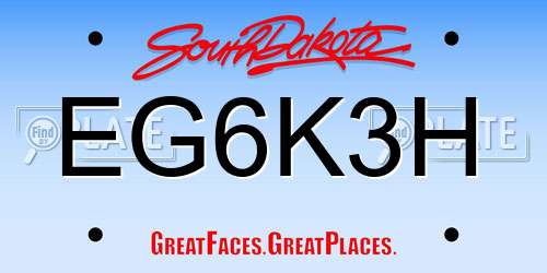 EG6K3H South Dakota License Plate