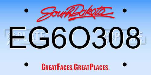 EG6O308 South Dakota License Plate