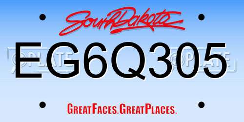 EG6Q305 South Dakota License Plate