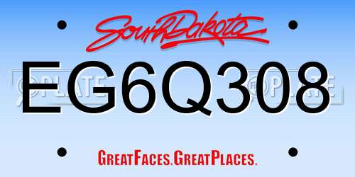EG6Q308 South Dakota License Plate