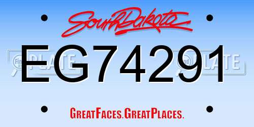 EG74291 South Dakota License Plate