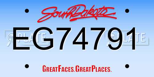 EG74791 South Dakota License Plate