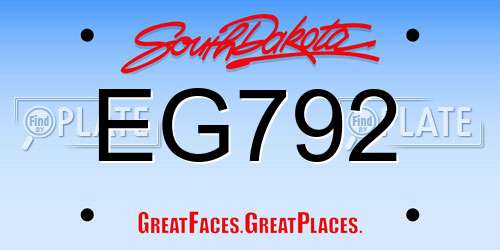 EG792 South Dakota License Plate