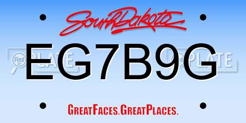EG7B9G South Dakota License Plate