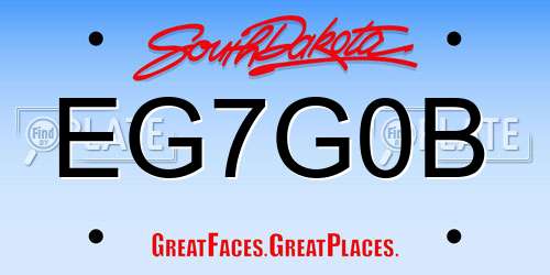 EG7G0B South Dakota License Plate