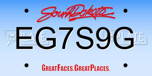 EG7S9G South Dakota License Plate