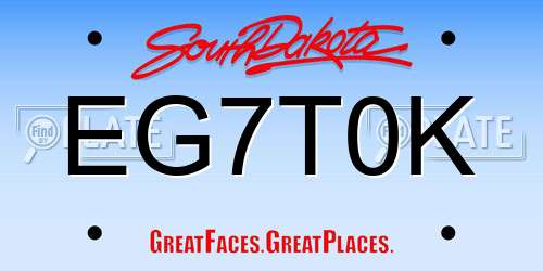 EG7T0K South Dakota License Plate