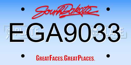 EGA9033 South Dakota License Plate