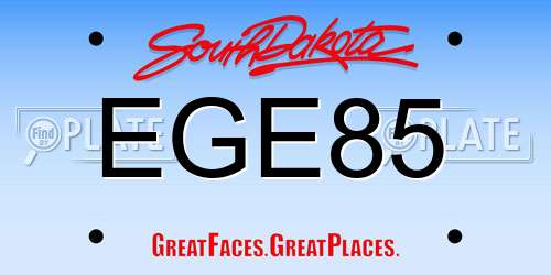 EGE85 South Dakota License Plate