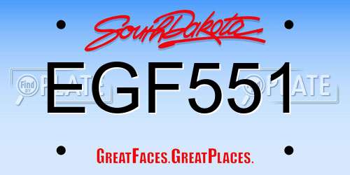EGF551 South Dakota License Plate