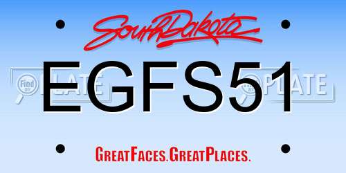 EGFS51 South Dakota License Plate