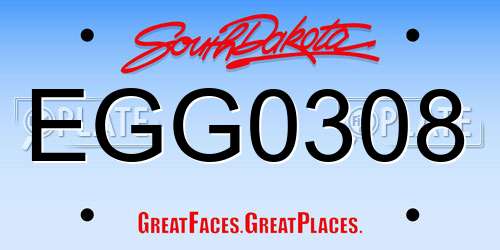 EGG0308 South Dakota License Plate
