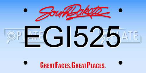 EGI525 South Dakota License Plate