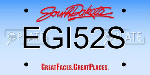 EGI52S South Dakota License Plate