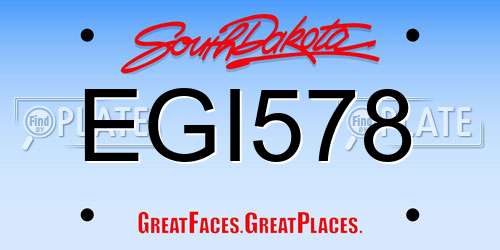 EGI578 South Dakota License Plate