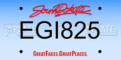 EGI825 South Dakota License Plate